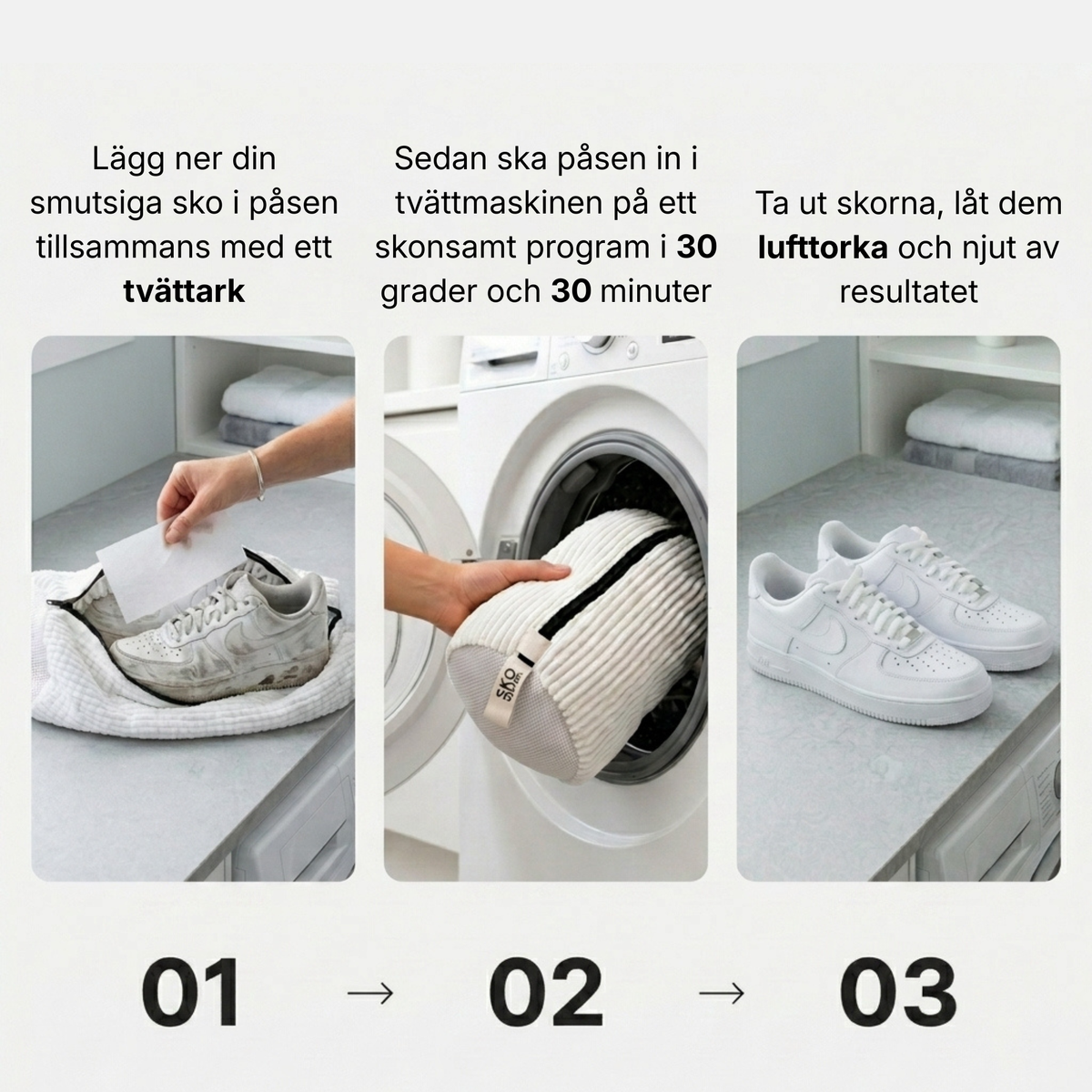 Get spotless shoes in just 30 minutes, straight from your washing machine